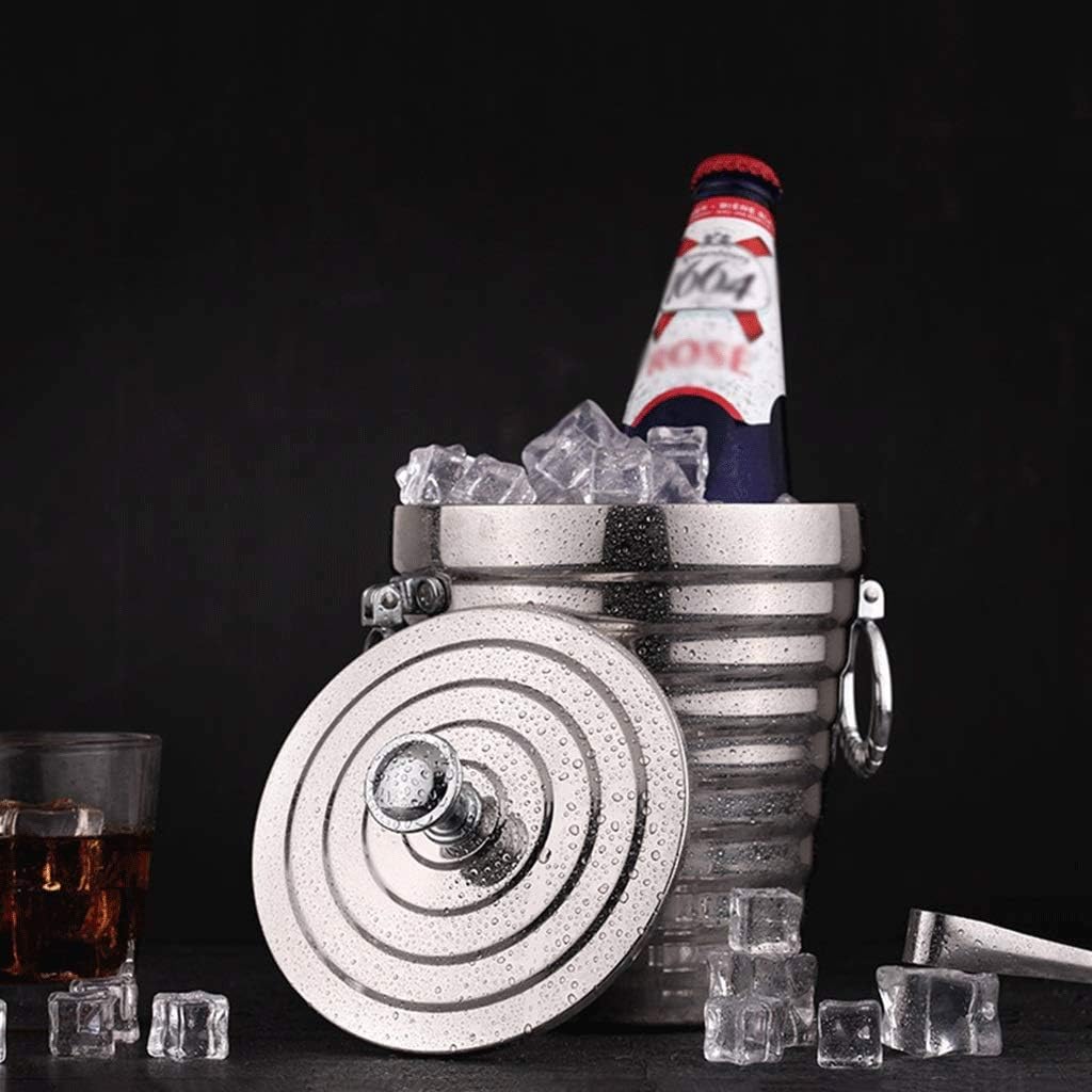 Ice Bucket Ice Bucket Thick Double Stainless Steel Ice Bucket Ice Bucket Wine Red Beer Ice Bar Hotel Insulation Ice