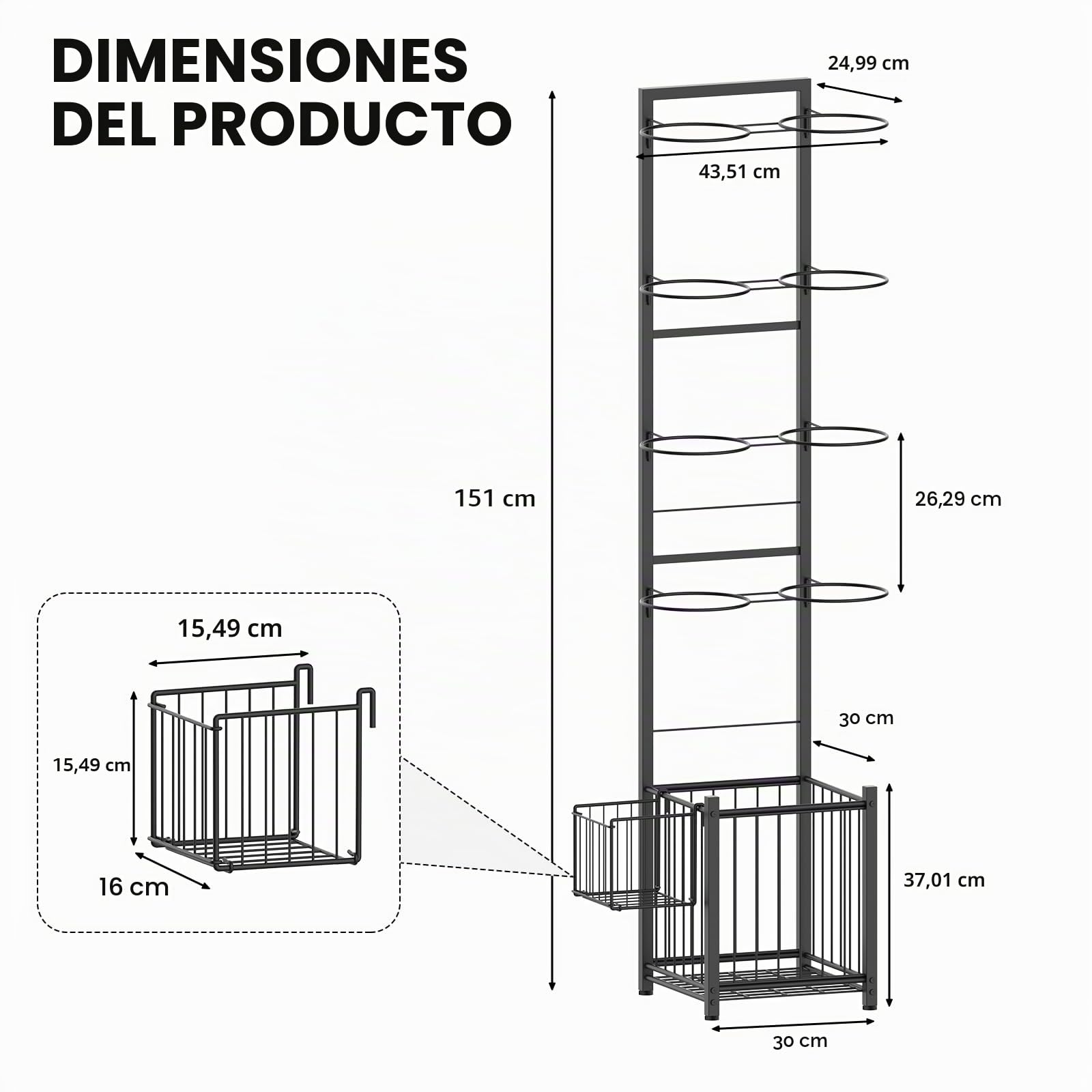 CADUKE Almacenamiento de baloncesto y deportes, estante vertical para 8 pelotas y raquetas, ideal para garaje, interior y exterior