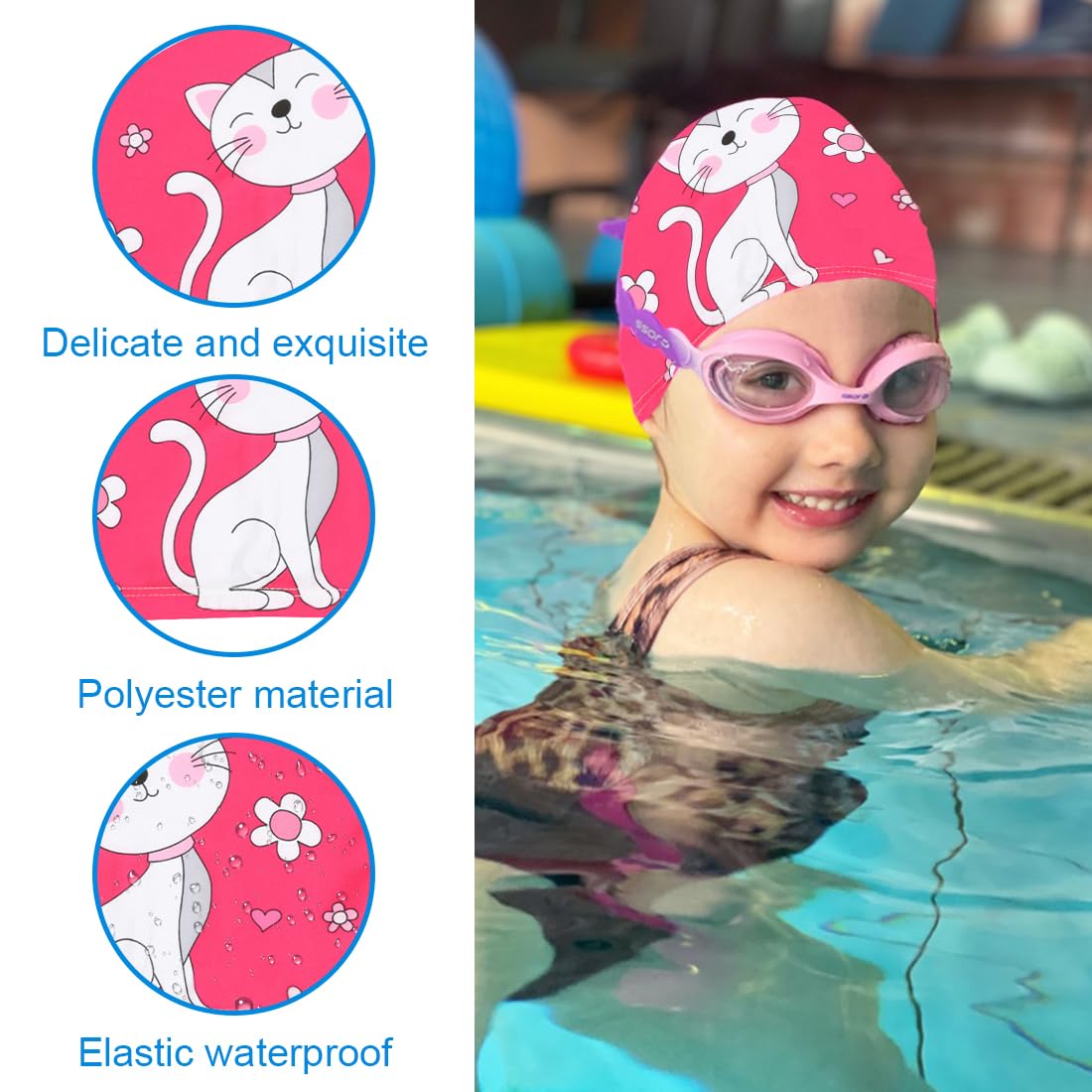 2 Piezas Gorros De Natación Para Niños Gorro Piscina Bebe Gorros De Piscina Divertida Gorros De Baño Con Diseño De Gorros Para Pelo Largo Y Corto