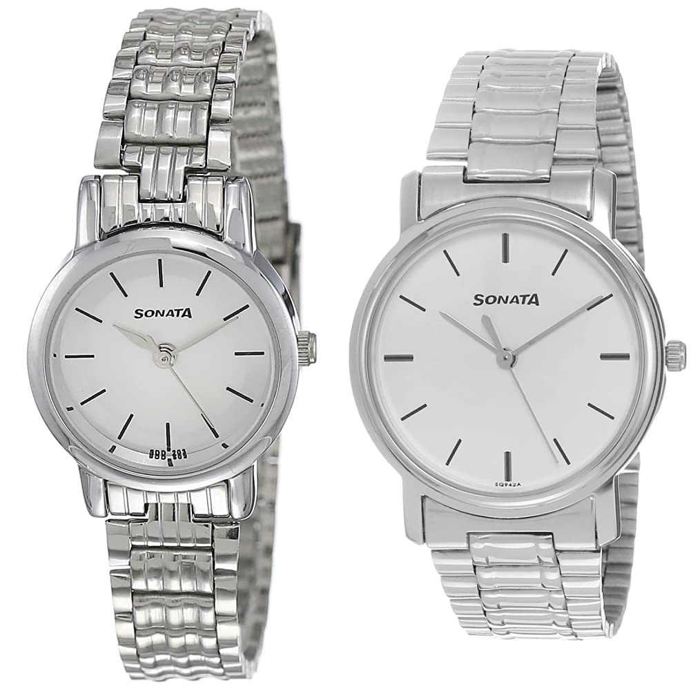 Sonata Men Stainless Steel Analog White Dial & (Nj8976Sm01W + Nj1013Sm01C) | Rakshabandhan Gifts, Band Color-Silver (B07J5K8S25) Amazon Price History, Amazon Price Tracker