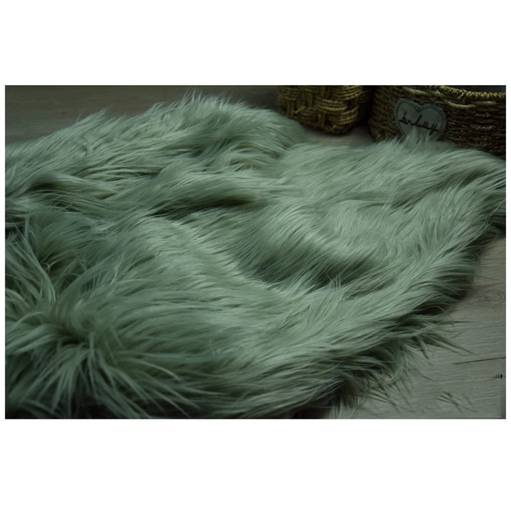 NAKANN Long Hair Faux Fur Fabric Soft Luxury Plush Fluffy 170x50cm 66''x19'' Artificial Fur Fabric for Costume Arts Crafts Toys Decorations Cosplay Throws(Color:green2)