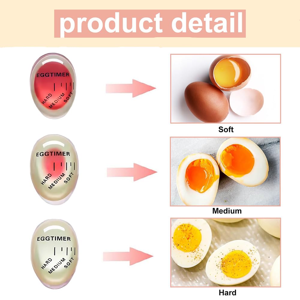 Yeeanno Egg Timer,3 Pcs Generic Egg Timers for Boiling Eggs Colour-Changing Time Timer,Reusable Kitchen Gadget Heat Sensitive,Boiling Tool Cooking Accessories,Eggs Safe Durable Kitchen Aid Tool - Image 3