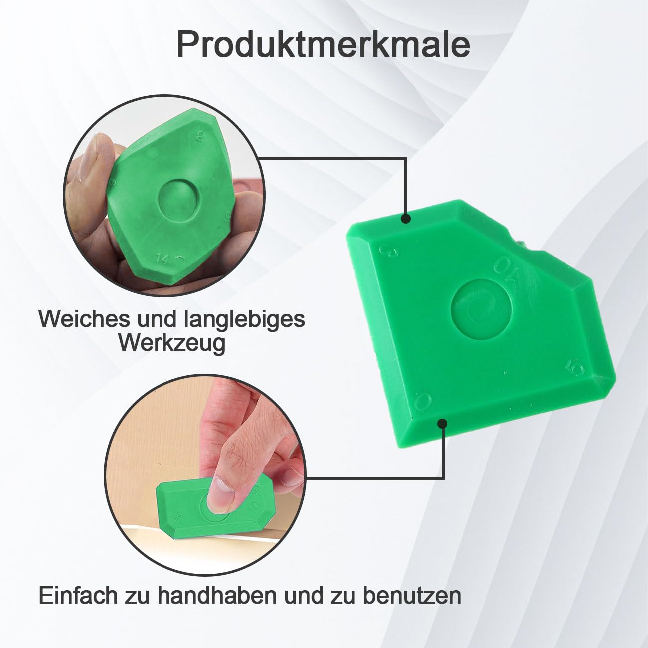 Set di 5 Pezzi di Spatole in Silicone Spatola per Giunti Professionale per Silicone per Cucina Bagno Legno Vetro (Verde)