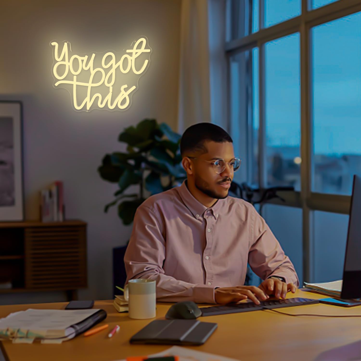 You Got This Neon Sign for Wall Decor Inspirational Neon Led Sign Dimmable You Got This Sign for Home Office Decor Neon Light up Sign Neon Wall Sign for Bedroom Living Room Party Gift - Image 6