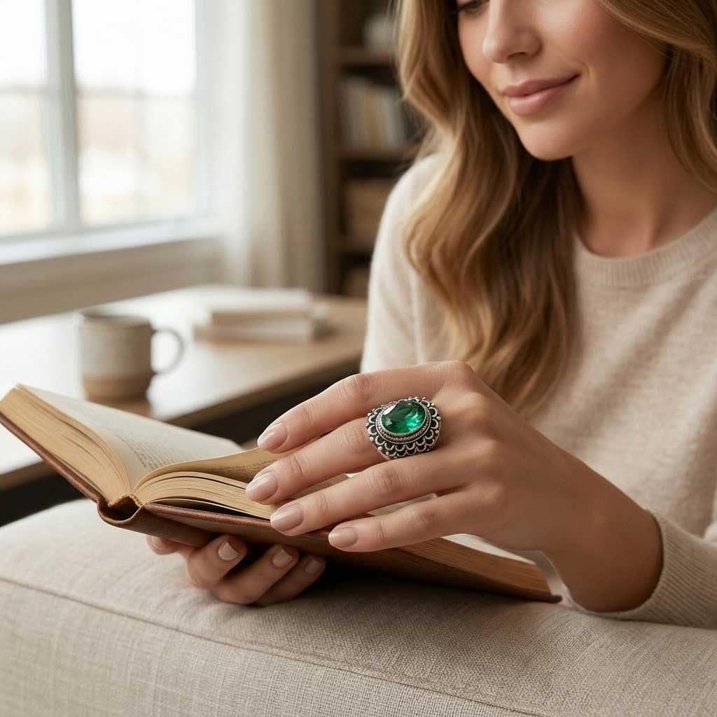 Labradorite, Carnelian, Amber, Rose Quartz Oval Handmade Ring 925 Sterling Silver Plated Boho Natural Gemstone Jewelry For Women