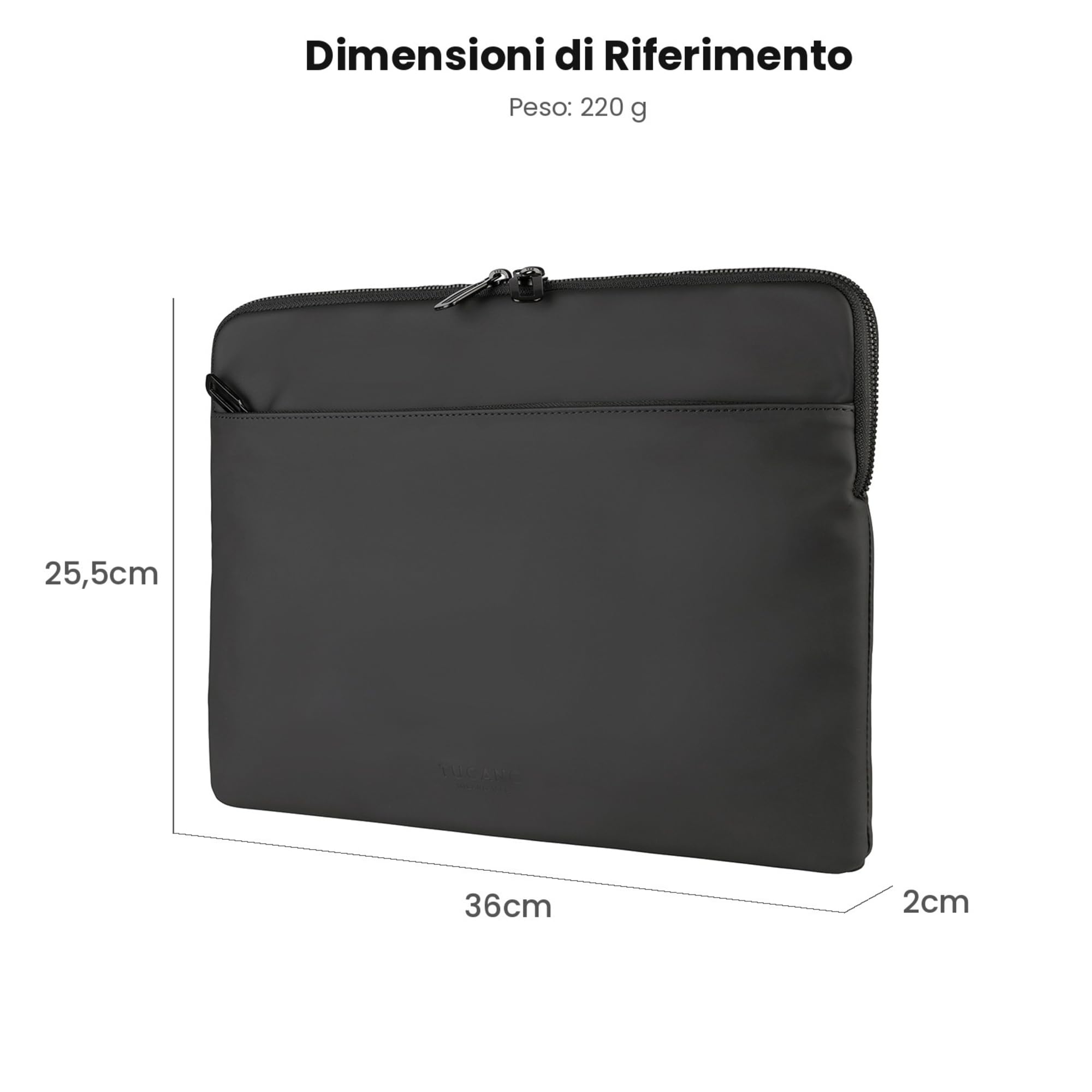 Tucano, Gommo Sleeve Custodia per MacBook Air 15" e Laptop 14", Custodia Computer Imbottita in Materiale Gommato Water Resistant con Tasca Accessori e Zip Doppia