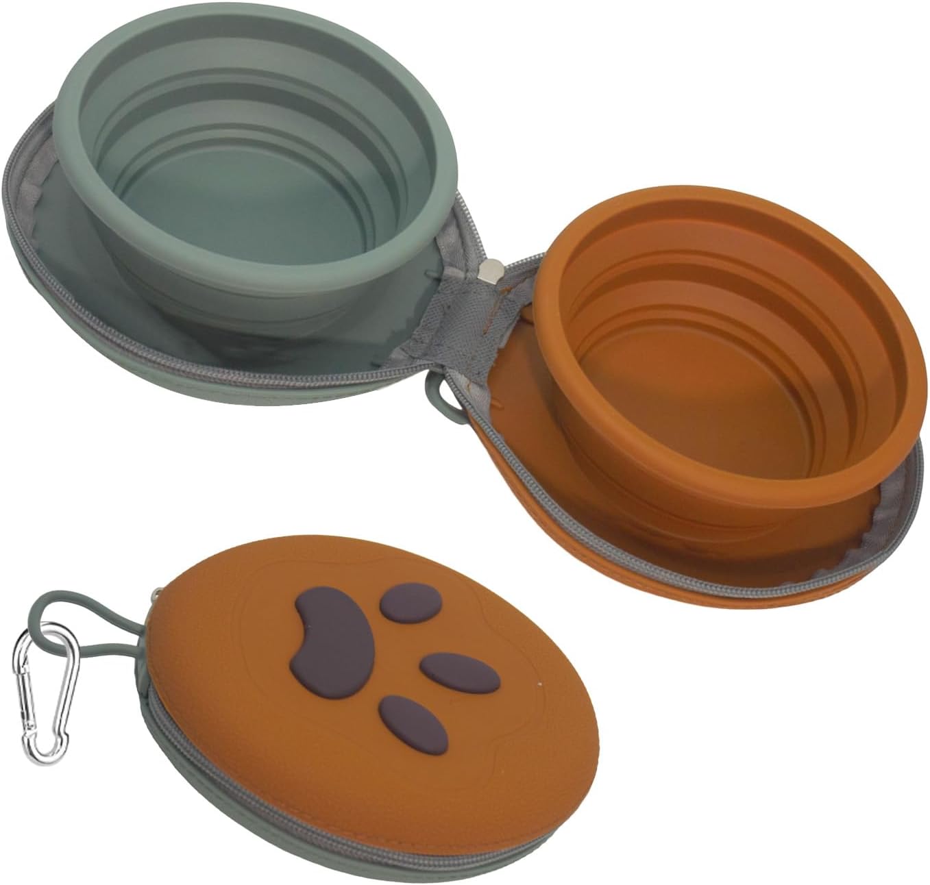 Portable 2-in-1 Collapsible Dog Bowl with Carabiner for Travel