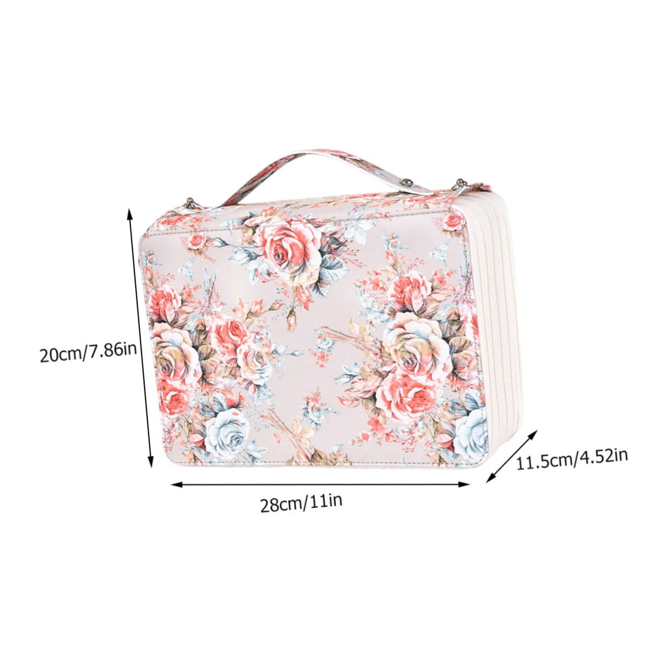Astuccio Artistico 252 Scomparti Maniglia Beige per Scuola | Chiusura a Cerniera, Elastici Interni, Capienza Grande, per Lavoro All'aperto e Organizzazione Ordinata