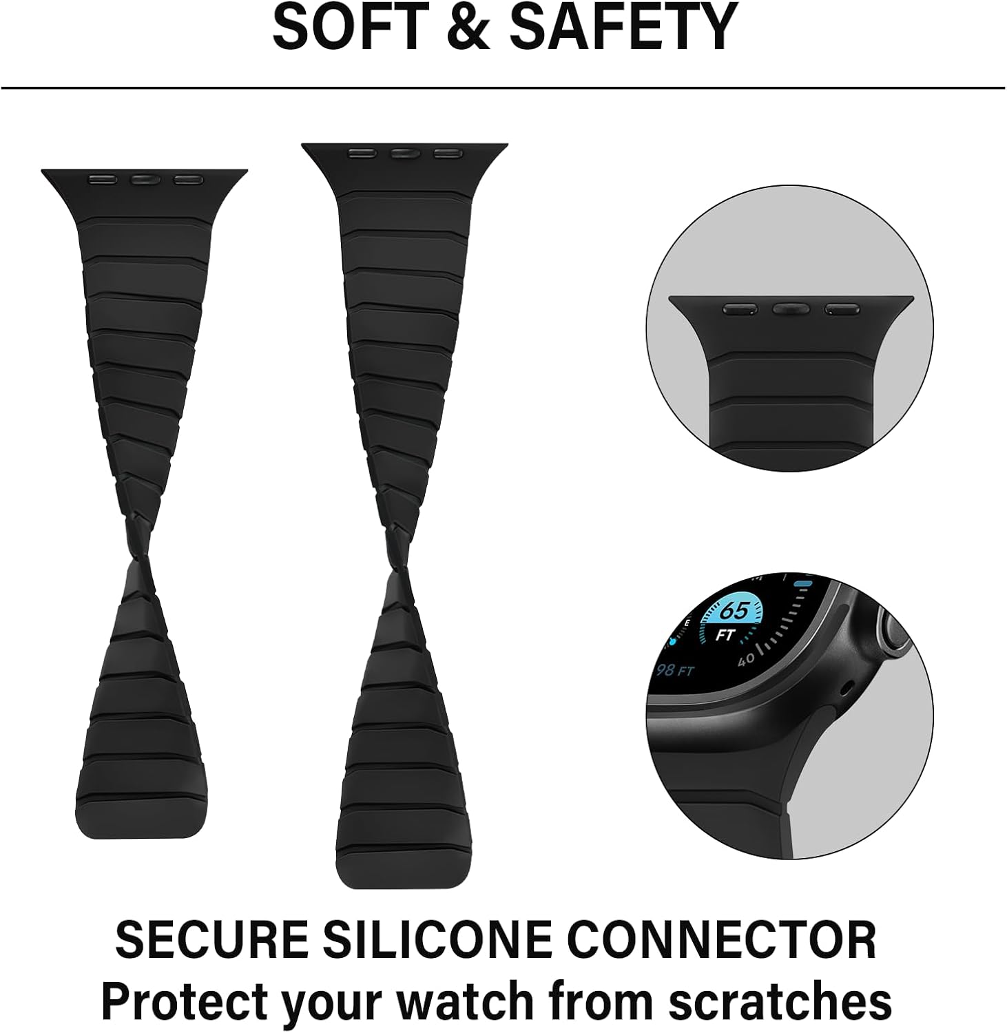 Magnetic Silicone Bands Compatible with Apple Watch 49mm 46mm 45mm 44mm 42mm, Sport Wristband for Men Women Compatible with iWatch Ultra3 2 1 SE Series 11 10 9 8 7 6 5 4 3, Black - Image 6