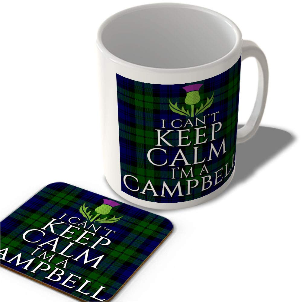 McMug I Can't Keep Calm I'm a Campbell - Campbell Modern Tartan - (Thistle) - Scottish Mug and Coaster Set