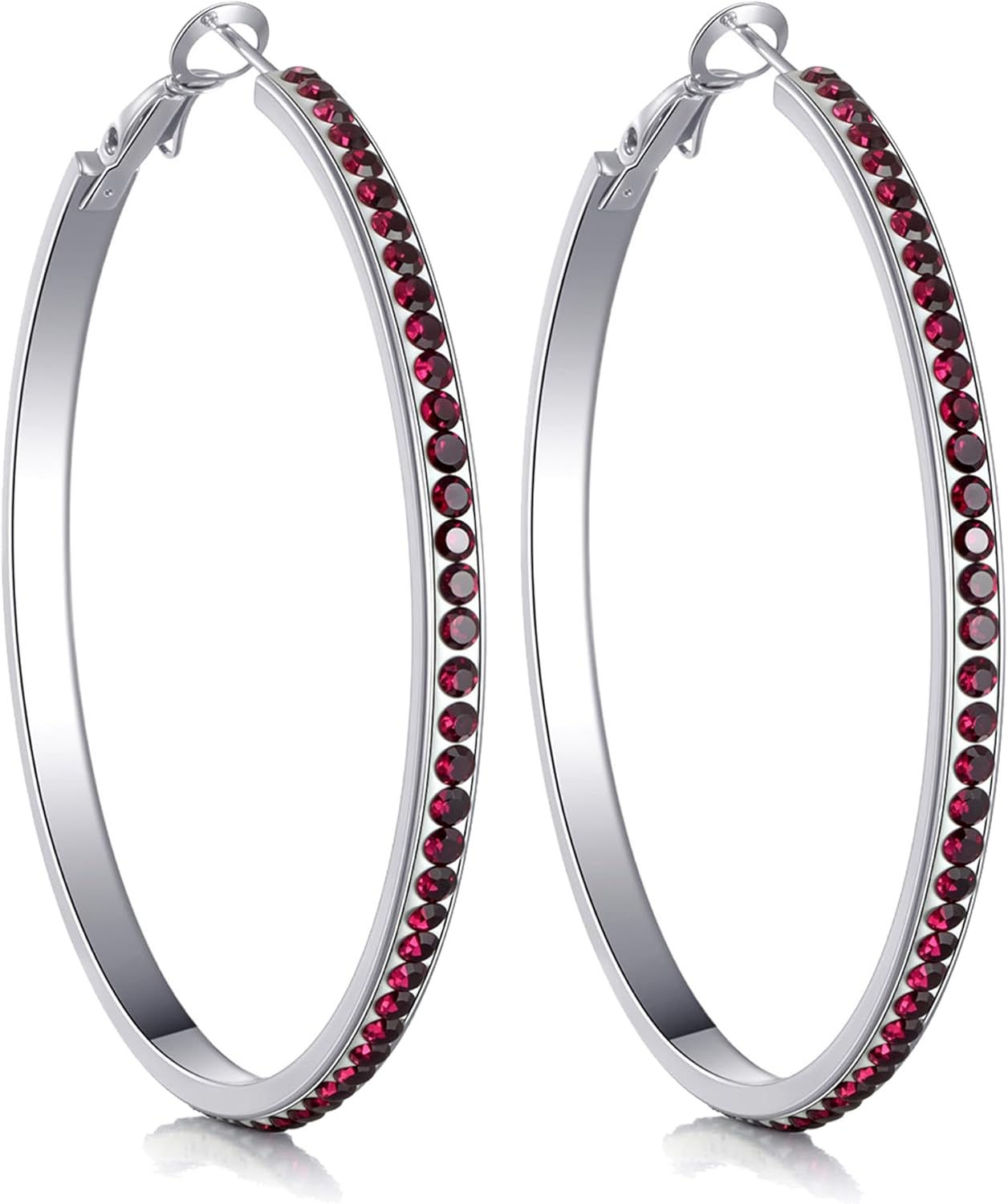 TIZU Rhinestone Hoop Earrings for Women - 316L Stainless Steel Cubic Zirconia Hoop Earrings Hypoallergenic | Lightweight Sparkling Earrings Jewelry Gift for Her