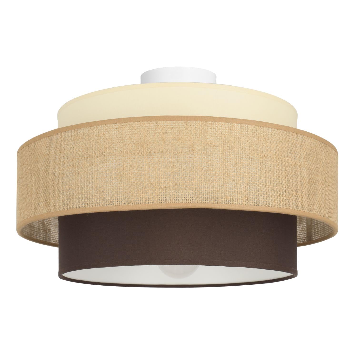 Licht-Erlebnisse Deckenleuchte Stoffschirm Metall Weiß Ecru Beige Braun E27 gemütlich wohnlich blendarm Esszimmer Wohnzimmer Ø 40 cm Deckenlampe Schlafzimmer