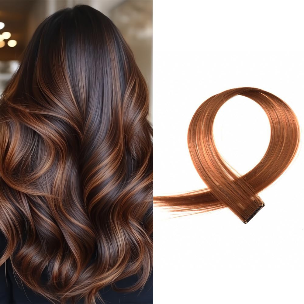 D-DIVINE 2Pc Fake Hair Streak Colored Extension Highlighter For Women And Girls, Artificial Hair 10 gram (Dark Golden)-image-42