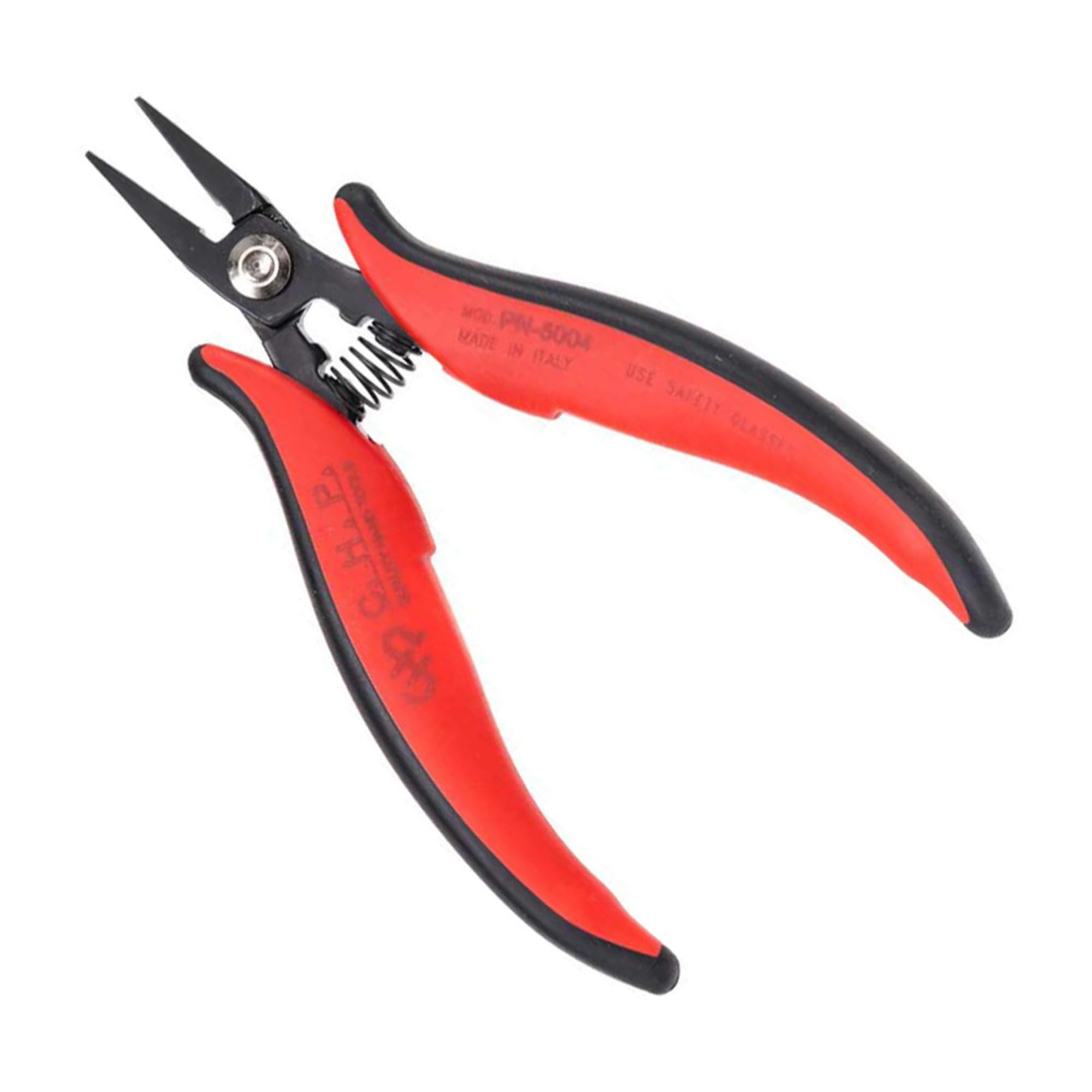 Hakko CHP PN-5004 Heavy-Duty Short-Nose Pliers, Flat Nose, Flat Outside Edge, Smooth Jaws, 19mm Jaw Length, 5mm Nose Width, 3mm Thick Steel, Red,