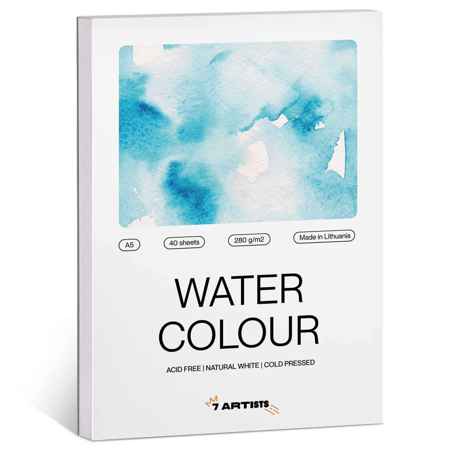 7 Artists Papel Acuarela A5 280g/m² Cuaderno Acuarela 40 páginas| Papel para Acuarela | Bloc Acuarela A5 | Papel de Acuarela | Sketchbook Acuarela | Cuadernos de Acuarela | Block Acuarela