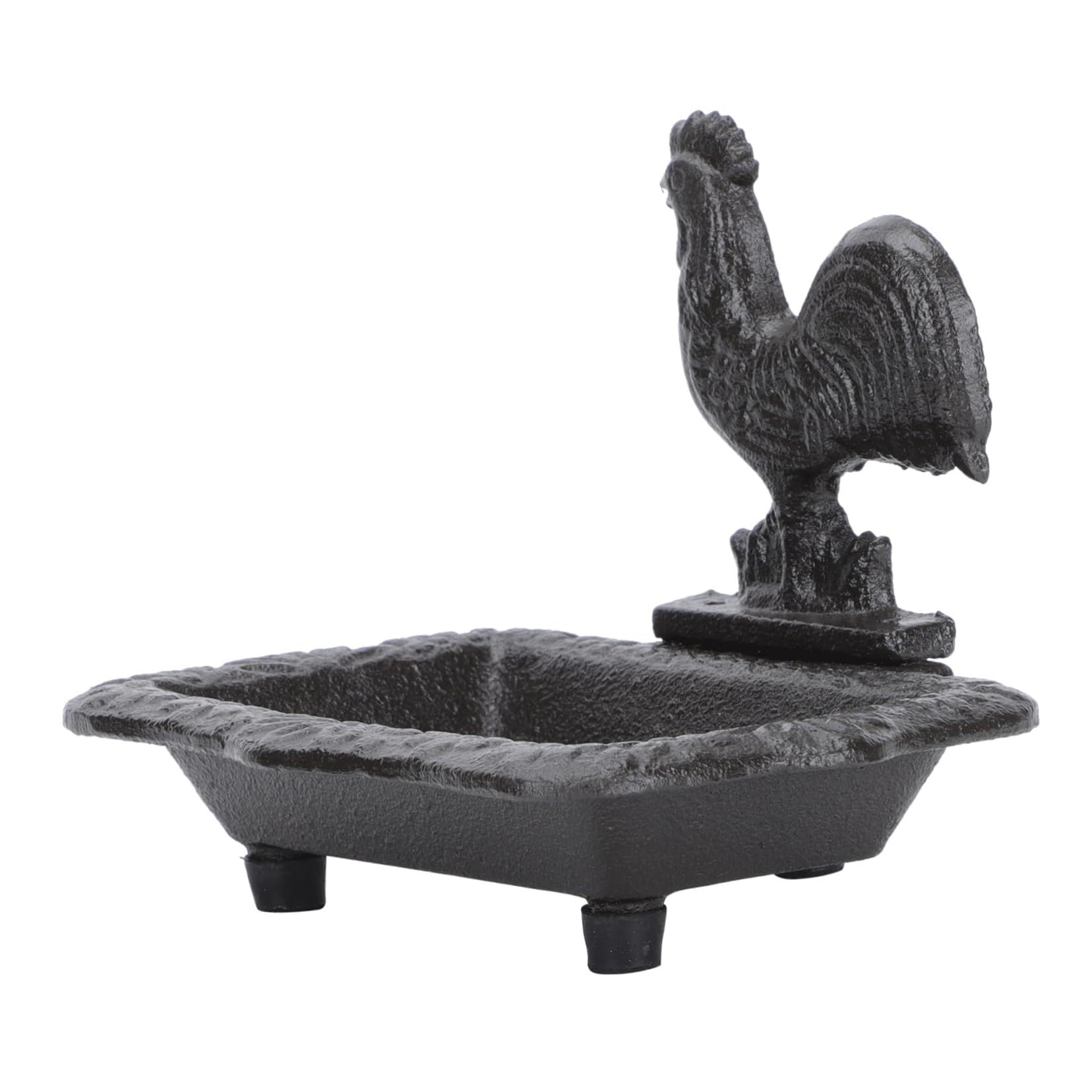 Anti-Slip Soap Holder, Cast Iron Soap Box with Rooster Design for Bathroom Kitchen