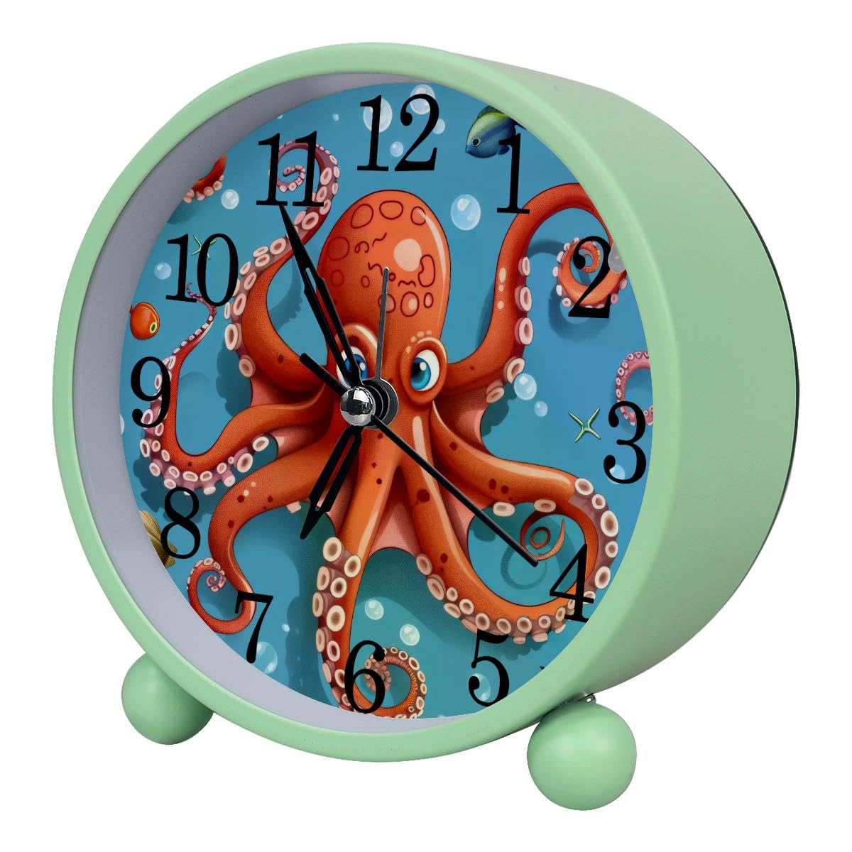 Luoweisi Alarm Clock Octopus Fishes, Silent Non-Ticking with Night Light
