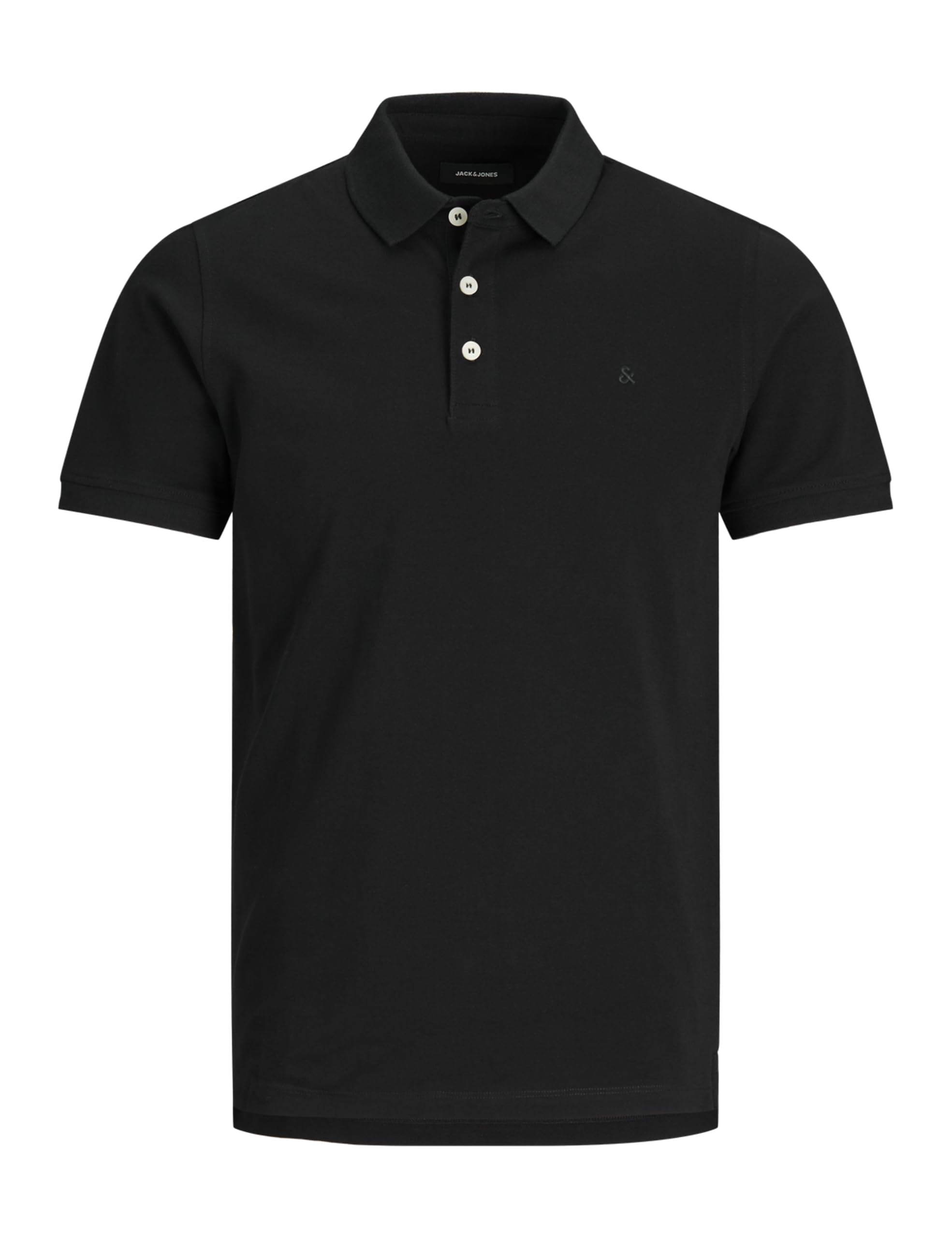 Jack & Jones Men's Jjepaulos Polo Ss Noos Polo Shirt, Black/Detail: Tonal/Black/Slim, S