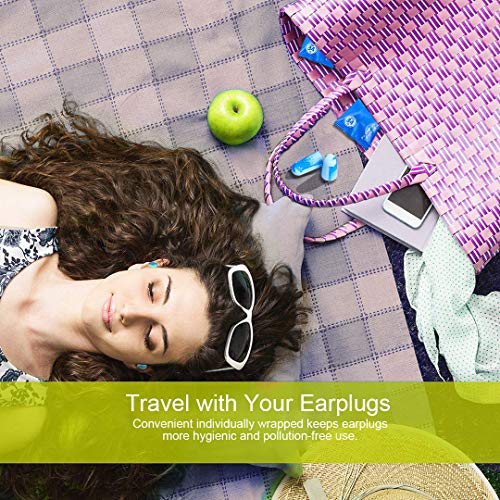 veook Soft Foam Earplugs 100 Pair - 34dB Highest NRR Disposable Comfortable Foam Individually Wrapped Ear Plugs Noise Reduction for Sleeping, Studying, Snoring, Work, Travel, Concert (Blue) - Thumbnail 3