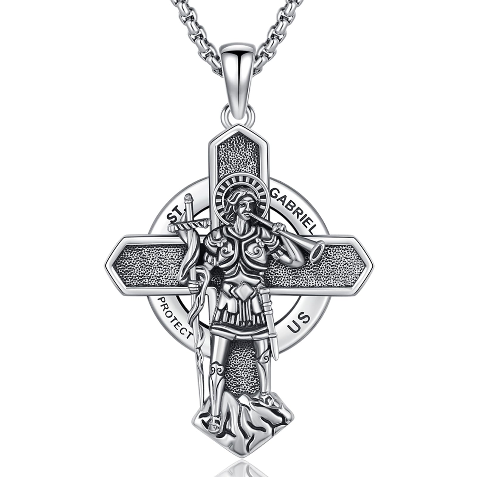 Collares religiosos de santo, plata de ley 925 San Miguel, San Cristóbal, San Benito, San Judas, Jesús crucifijo, San Uriel, Gabriel, Arcángel Rafael, San Patricio, San Andrés, San Florián