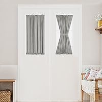 Vista 13 de Turquoize Elegantes cortinas de lino para puerta francesa, paneles de cortina de filtrado de luz, panel de lino con bolsillo para barra, panel