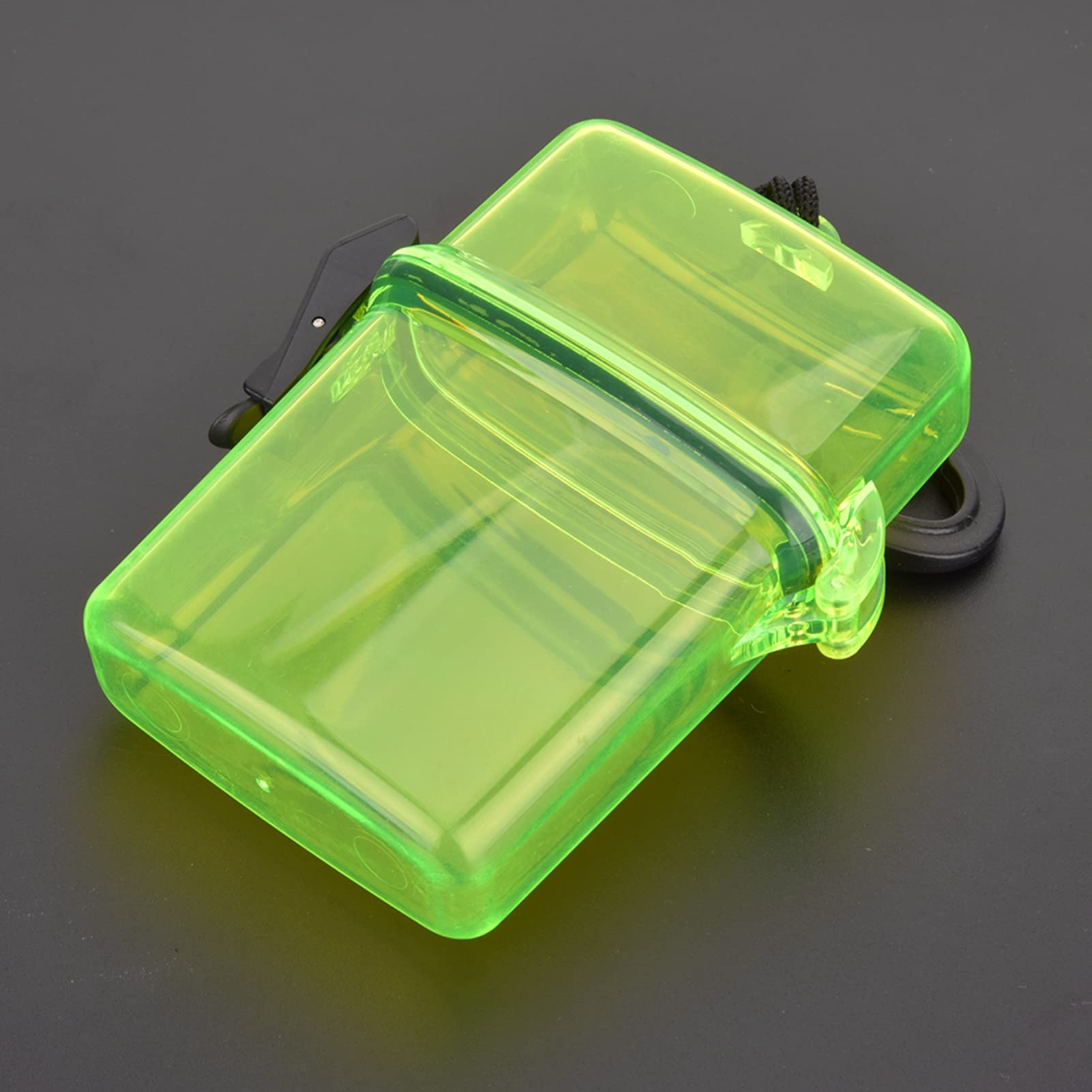 Suche Pudełko do Nurkowania, 11x9.5x3cm Plastikowy Przezroczysty Pojemnik Podwodny Pudełko do Nurkowania z Hakiem na Linę do Surfowania Kajak Kajak Nurkowanie Snorkeling(Przezroczysty żółty)