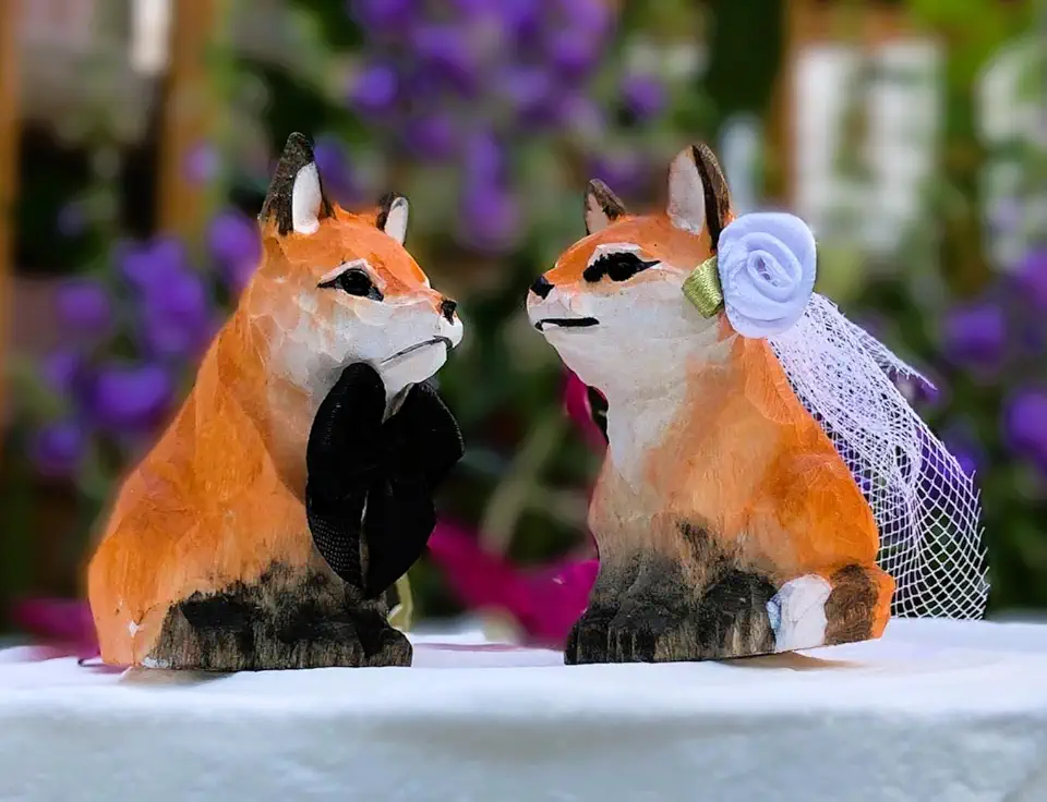 Fox Wedding Cake Topper Bride Groom Forest Engagement...