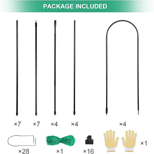 Miniatura 5 de Enrejado de pepino de jardín de 71 x 71 pulgadas para plantas trepadoras al aire libre, enrejado de metal grande en forma de U negro, soporte para