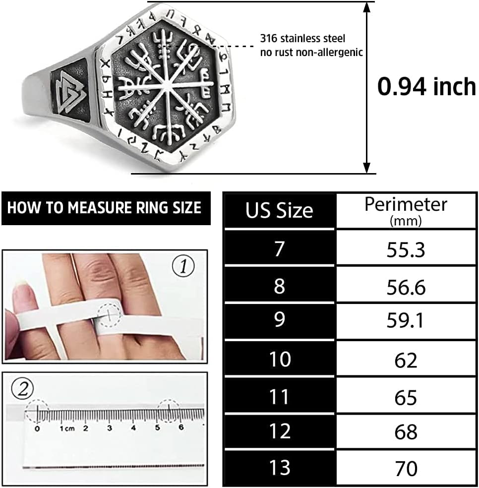BAVIPOWER Vegvisir The Viking Runic Compass Ring with Celtic Knot 316L Stainless Steel Norse Scandinavian Viking Jewelry - Image 4