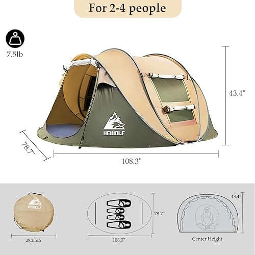 Miniatura 2 de Hewolf Tienda de campaña desplegable para 24 personas, fácil instalación instantánea, impermeable, tienda familiar automática para camping,