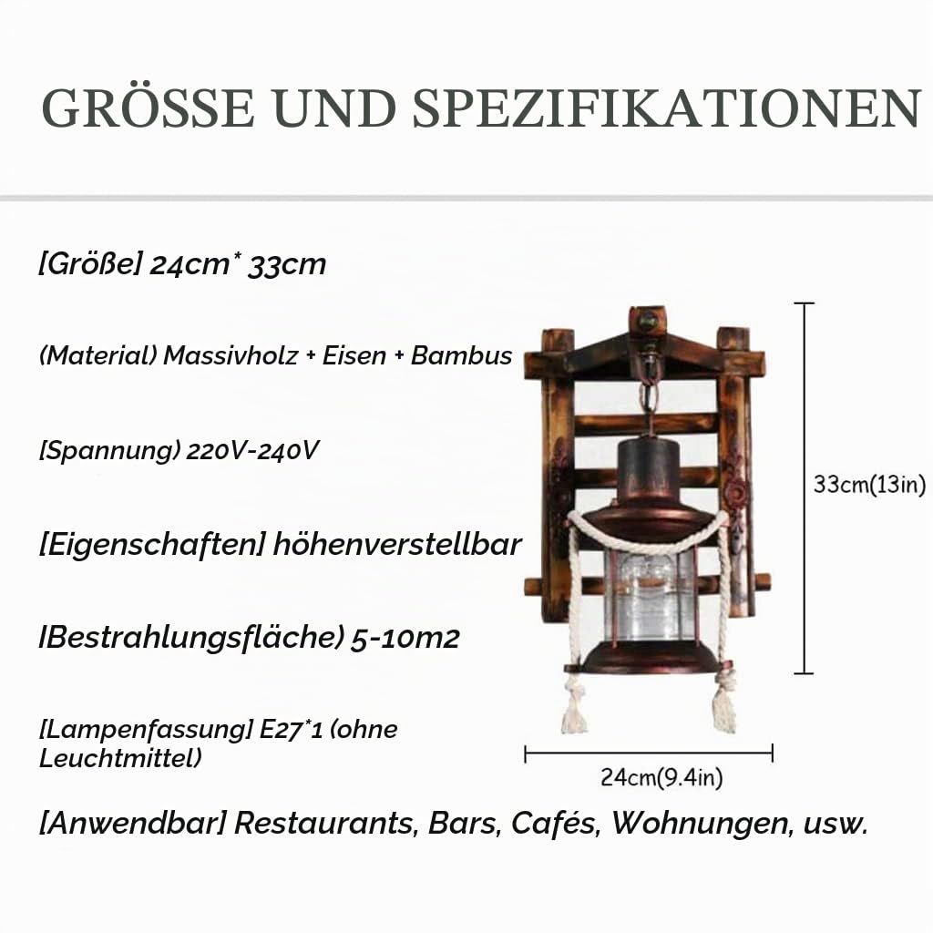Holz Retro Lichter Rustikale Wohnzimmer Wandlampe EZ7 Lampe Wandleuchte Schlafzimmerwand Einfach Kreativ Vintage Antik Glas Lampenschirm Nostalgie Innen Loft Zimme Design Leuchte,D