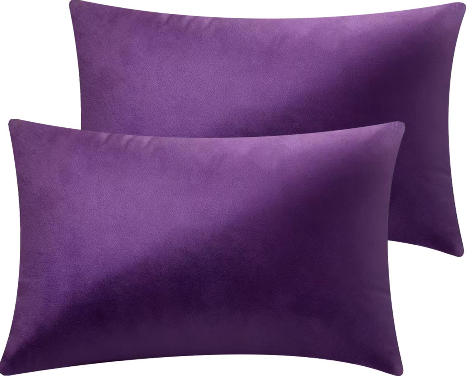 Photo 1 of 2 Pack 12x20 Pillow Cover Velvet Pillow Covers, Square Throw Pillow Covers for Living Room Decorations Throw Pillow Case, Throw Pillow Cover Cushion Cover for Sofa Bedroom Car, Eggplant Purple