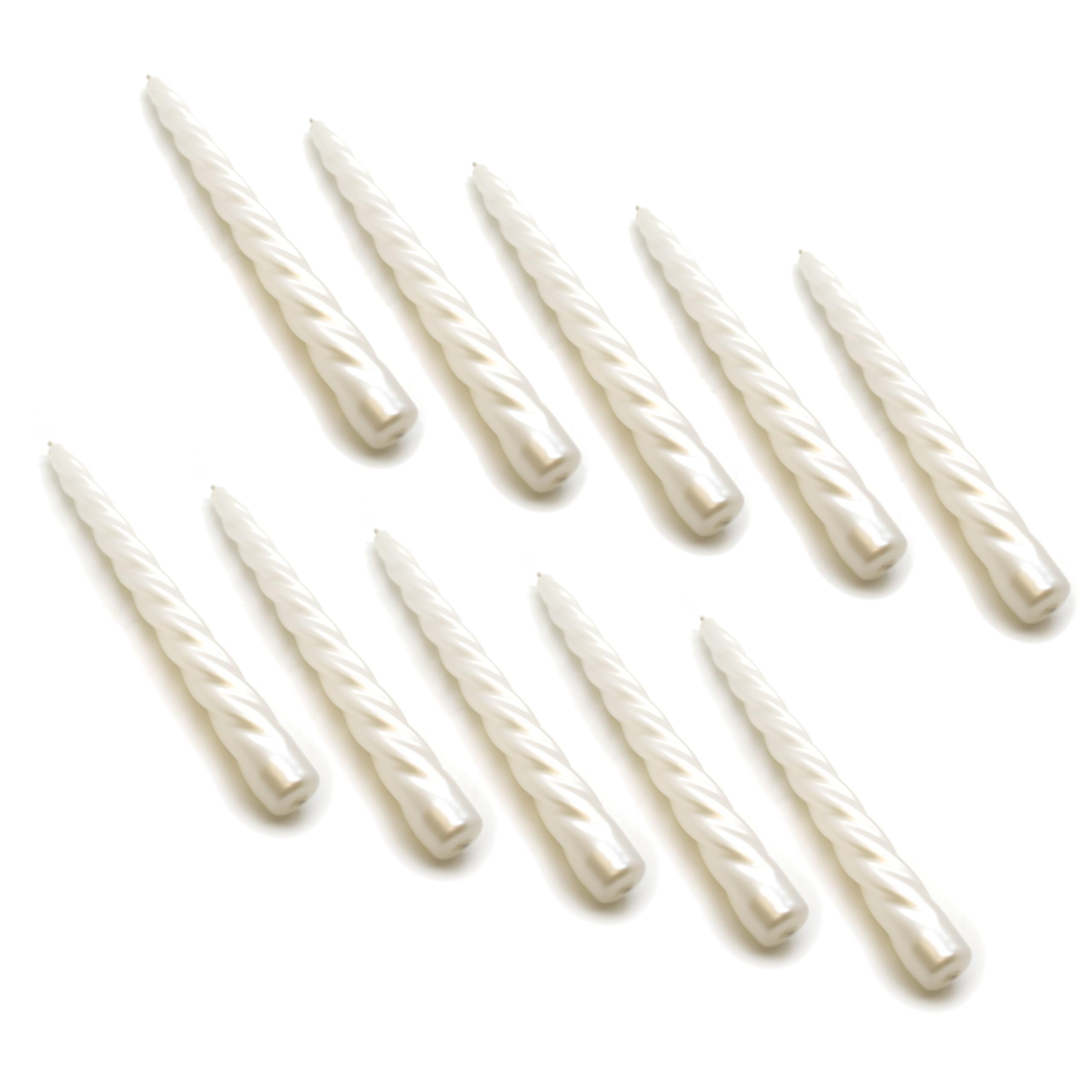 SolaDirect Tapered Dinner CandlesTable Spiral CandlesPack Of 10Decorative Household CandlesUp To 7 Hours23 Cm / 9" (Pearl Metallic) from B&Q