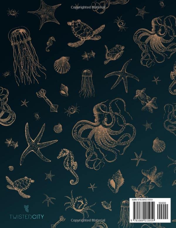Sea Life Animals Sketchbook Brown: Ocean Sketchbooks With Octopus, Sea Horse, Sea Turtle, Squid And Jellyfish For Artists Adults & Kids to Draw in 8.5x11" LARGE 110 Blank Pages - Image 2