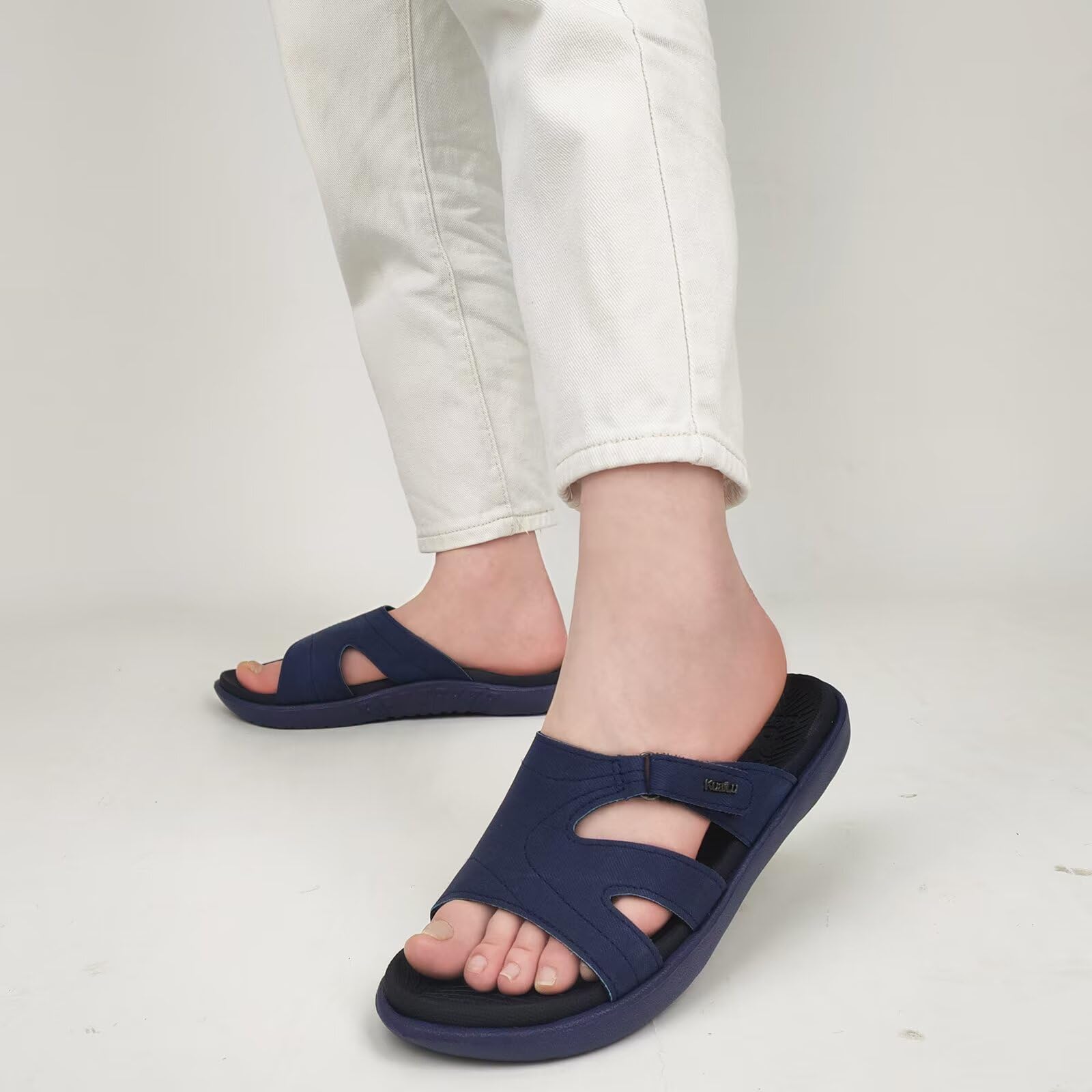 KuaiLu Womens Fashion Orthotic Slides Ladies Lightweight Athletic Yoga Mat Sandals Slip On Thick Cushion Slippers Sandals With Comfortable Plantar Fasciitis Arch Support