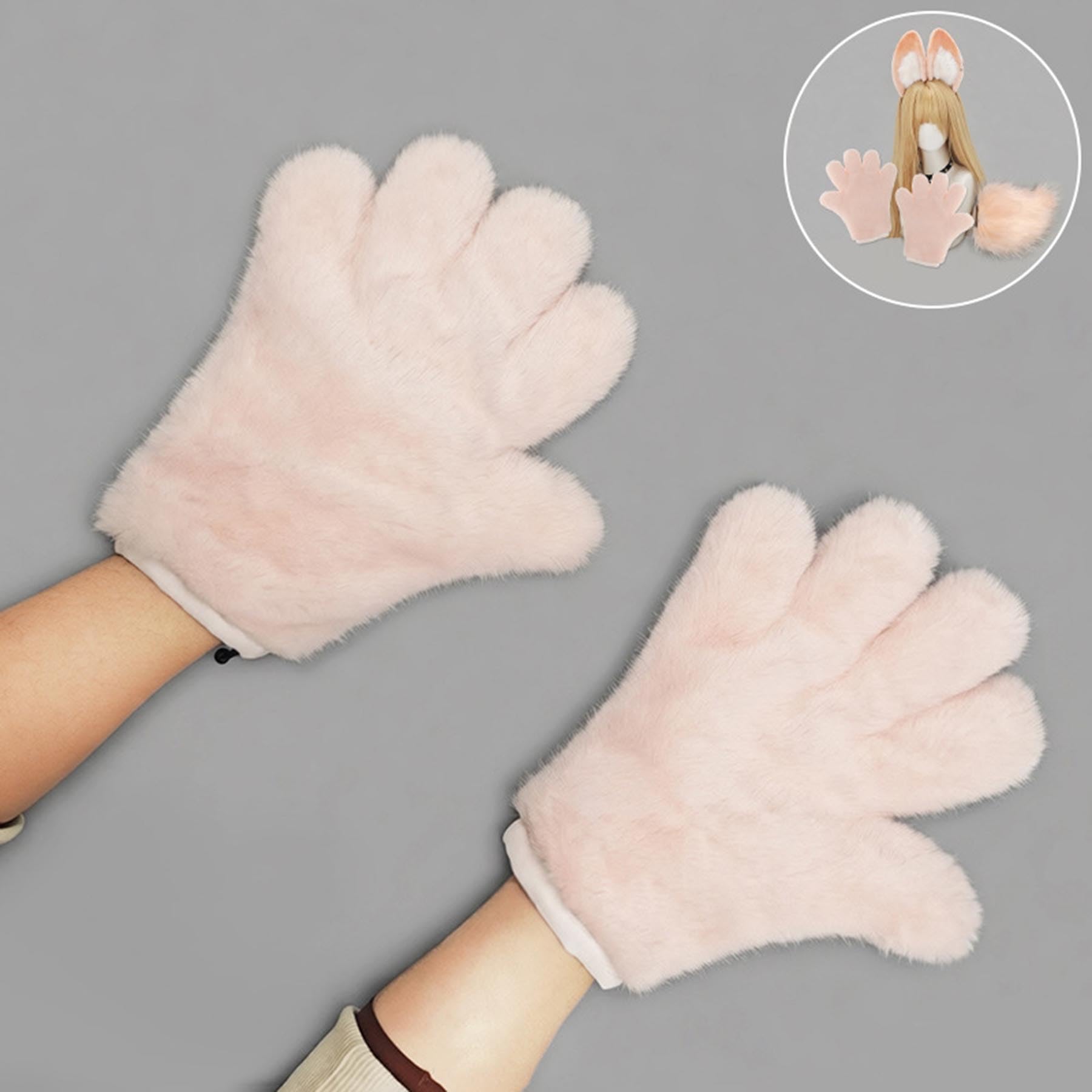 Conjunto de disfraz de conejo, diadema con orejas de animal, cola y patas, accesorio para disfraz de conejo para cosplay fiestas disfraces animales, Halloween, Navidad, Pascua