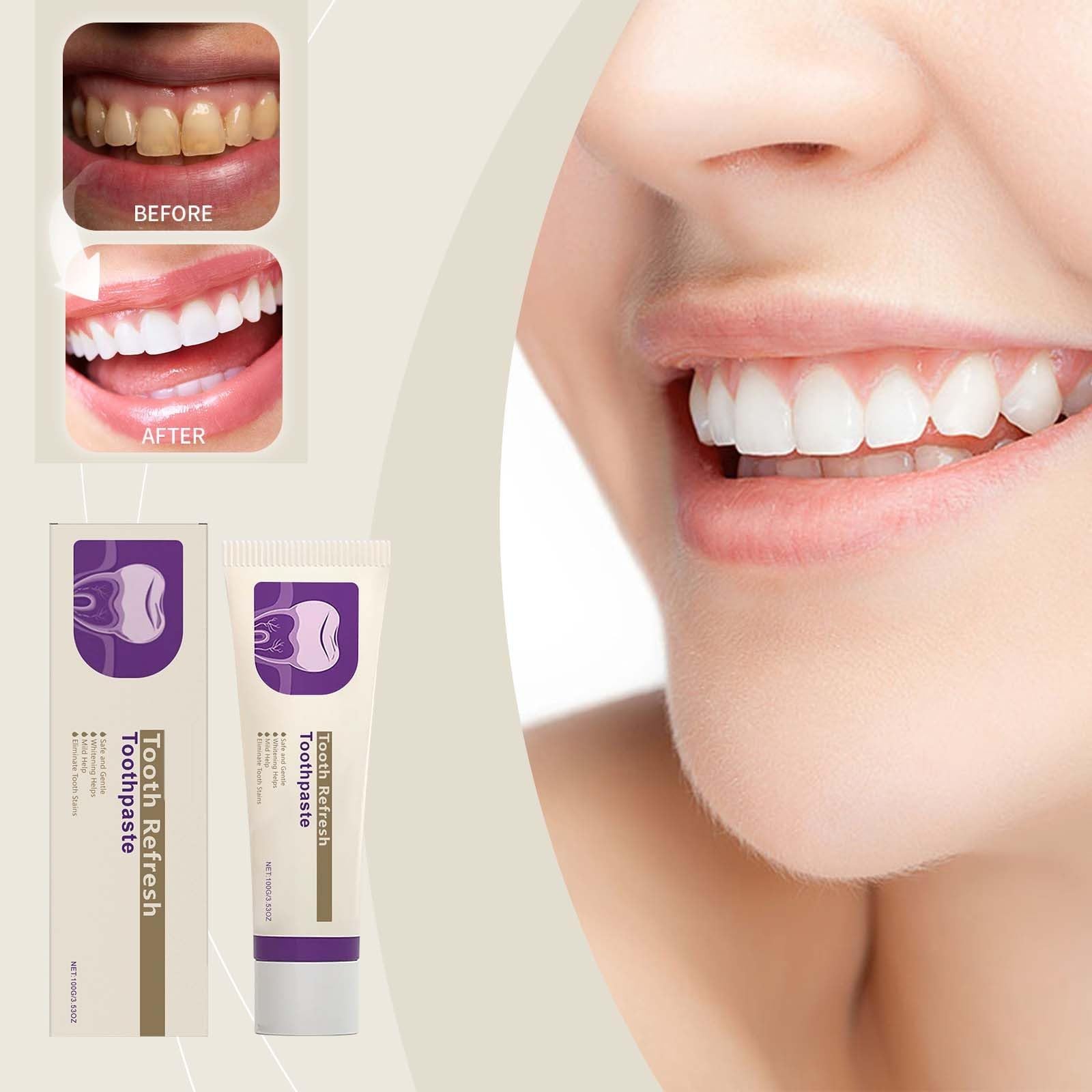 Kreain Nature Dentifricio sbiancante dei denti, cura orale naturale, denti sensibili, tonificante, respirazione fresca, rimozione delle macchie e denti sani (6 pezzi)