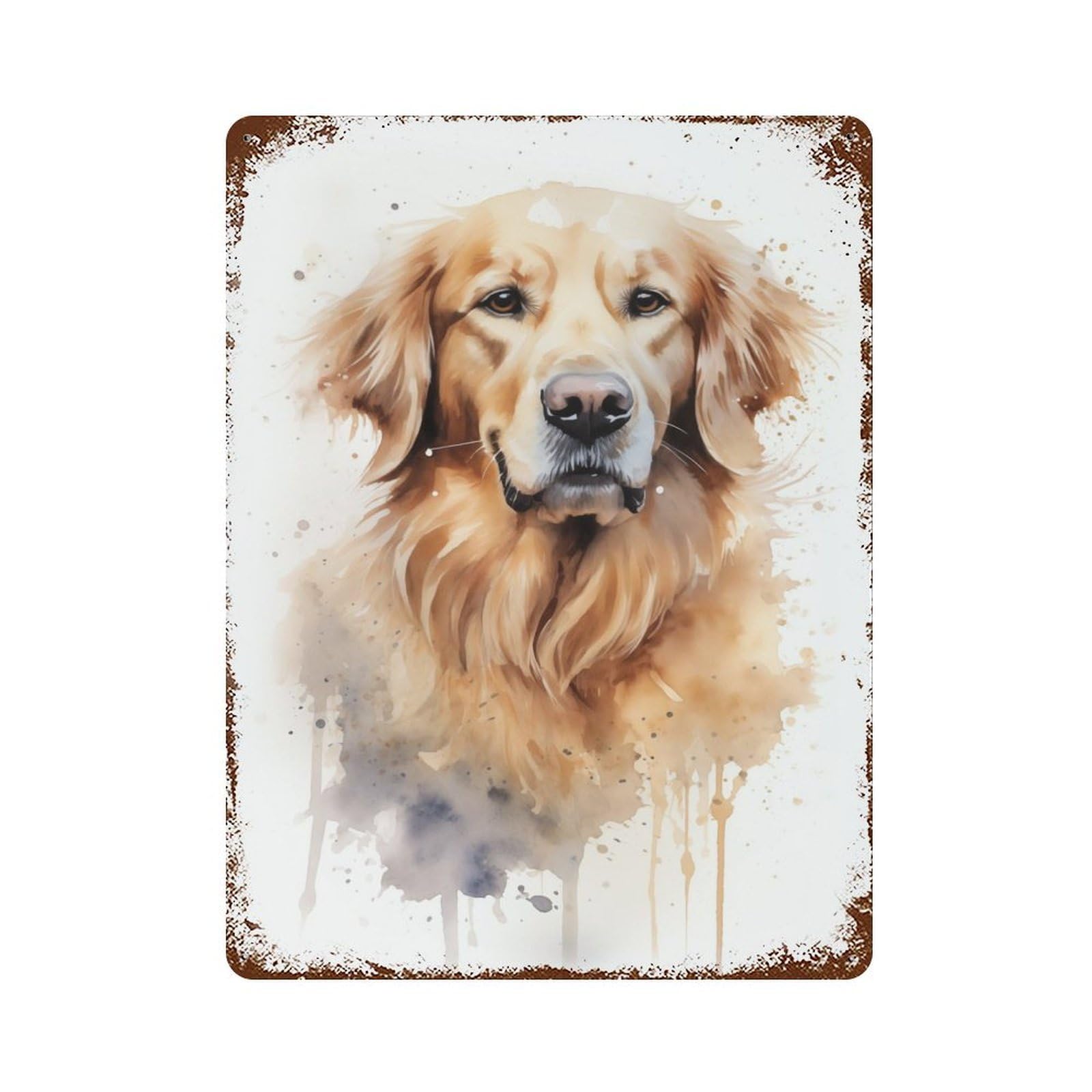 Golden Retriever Portrait Vintage Rust Metal Sign 15.7"x11.8", Classic Wall Plaque for Basement, Hobby Room And Garage Decor