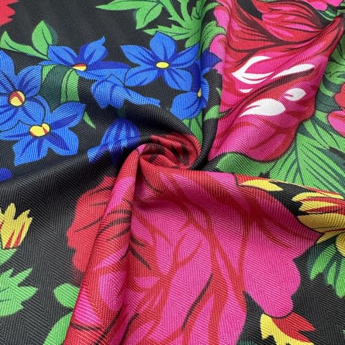 Women's floral fringed shawl for autumn and winter. Black, white, blue multi-color retro style headscarf.4