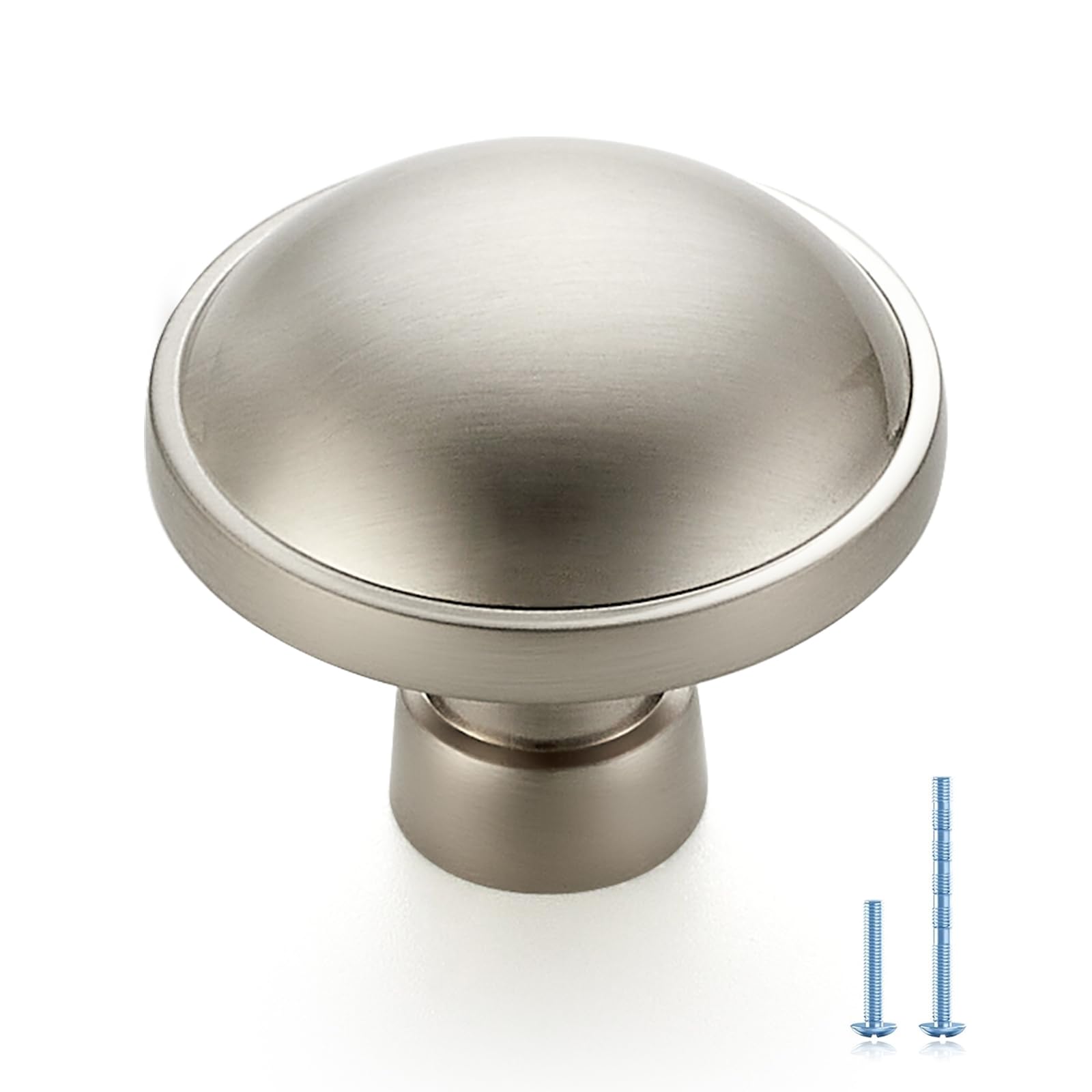 Boutons de placard nickel brossé JOY DECOR - Lot de 10 poignées modernes à trou unique pour tiroir