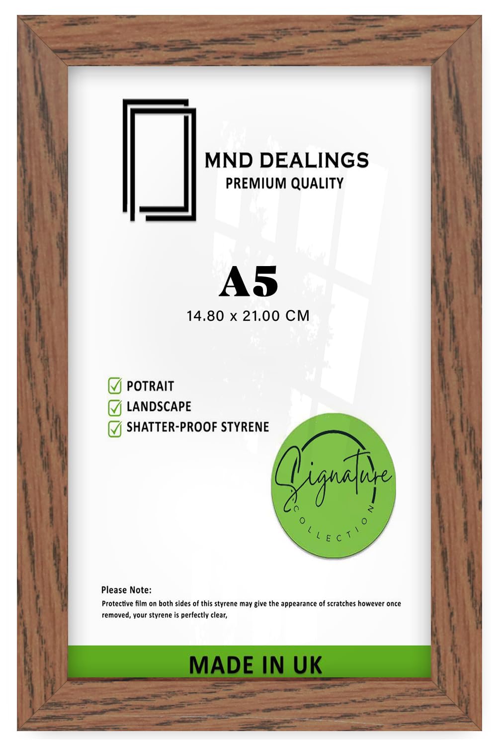 Mnd Dealings Dark Oak | Mdf Picture Frame A5 (14.80 X 21.00 Cm) Ideal For Art, Home, Office & Room Interior, 8X5.5 Inch Premium Wood For A Sleek & Durable Look [ ]