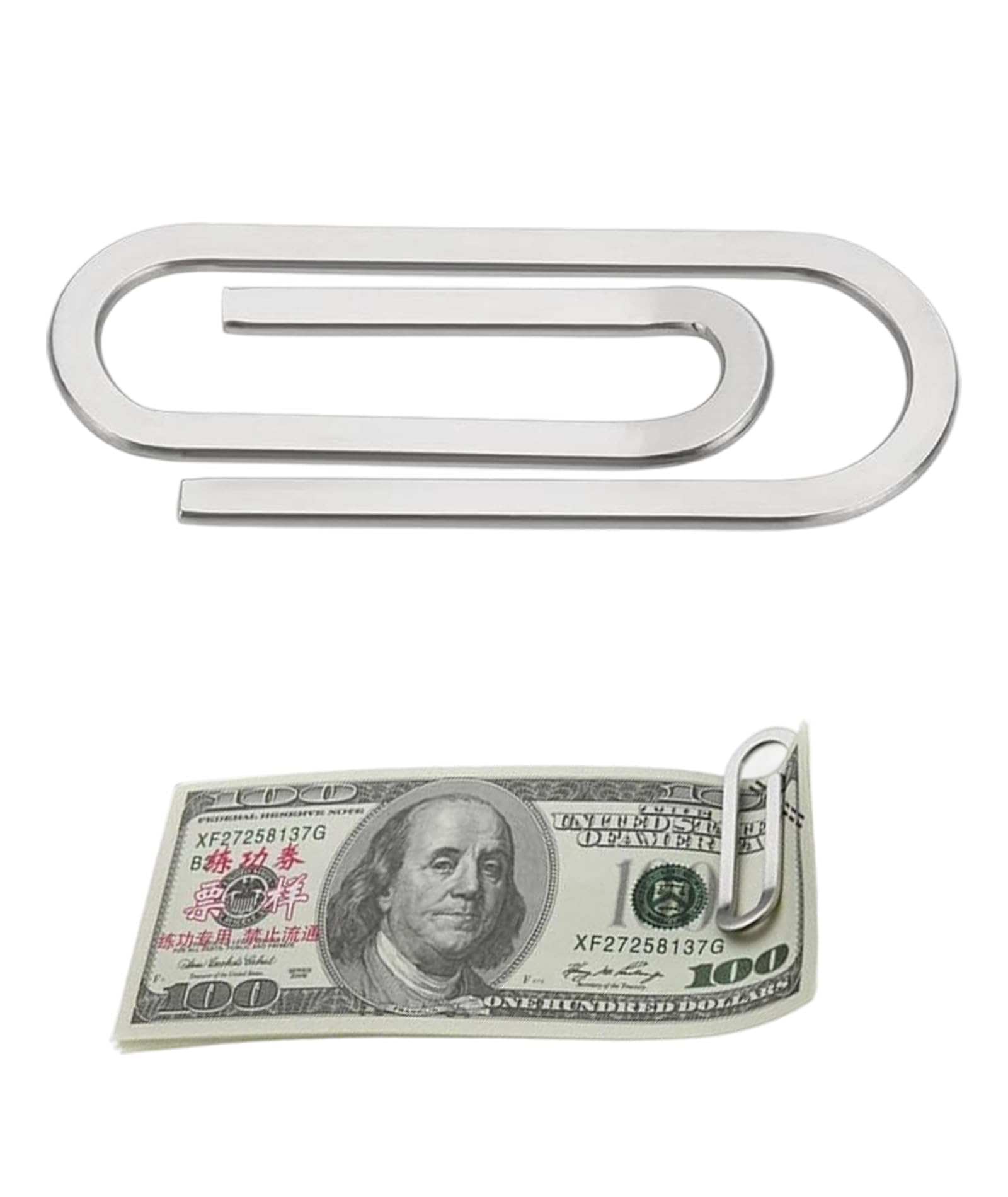 Cash Clip, Money Holder for Bills and Cards, Compact 65x25mm Size, Money Clip, Pocket Wallet Cash Holder Clip, Silver, Stable Design, Protect Your Important Paper Objects or Cards