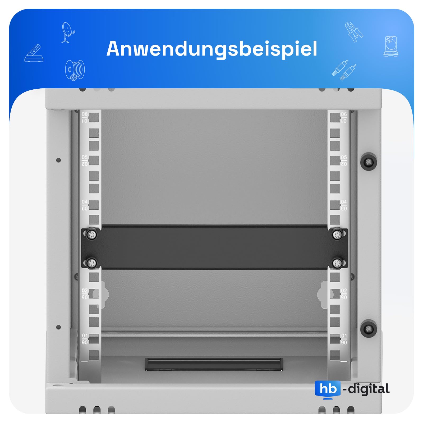 HB-DIGITAL hb-digital Pannello rack 10 pollici 1U per armadi server Armadi di rete Acciaio nero Piastra cieca - Accessori server rack - Robusta lamiera d'acciaio Facile da montare Resistente e antipol