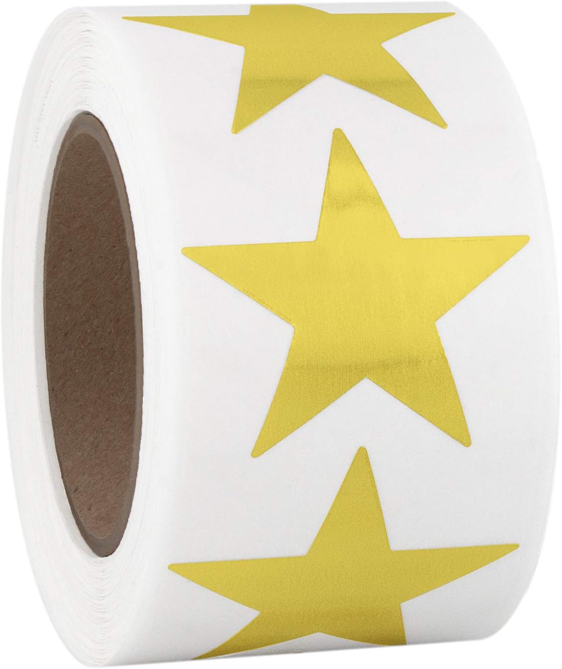 Gold Metallic Star Shape Foil Sticker Labels, 500 Labels per Roll, 1 1/2 inch Diameter, 1.5"
