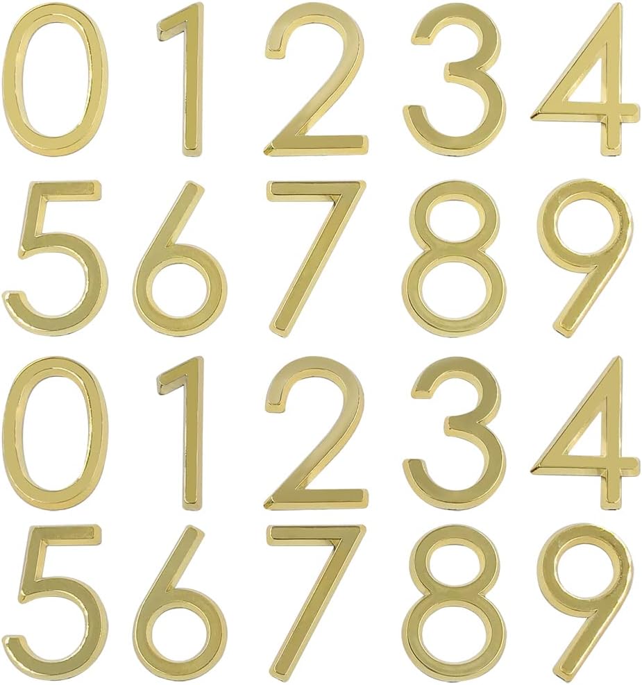 durony 12 Sheets 2 Inches Gold Mailbox Number Stickers