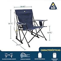 Vista 2 de GCI Outdoor Kickback - Mecedora de camping plegable portátil Mecedora plegable con reposabrazos duraderos, portavasos y asiento relajado más bajo