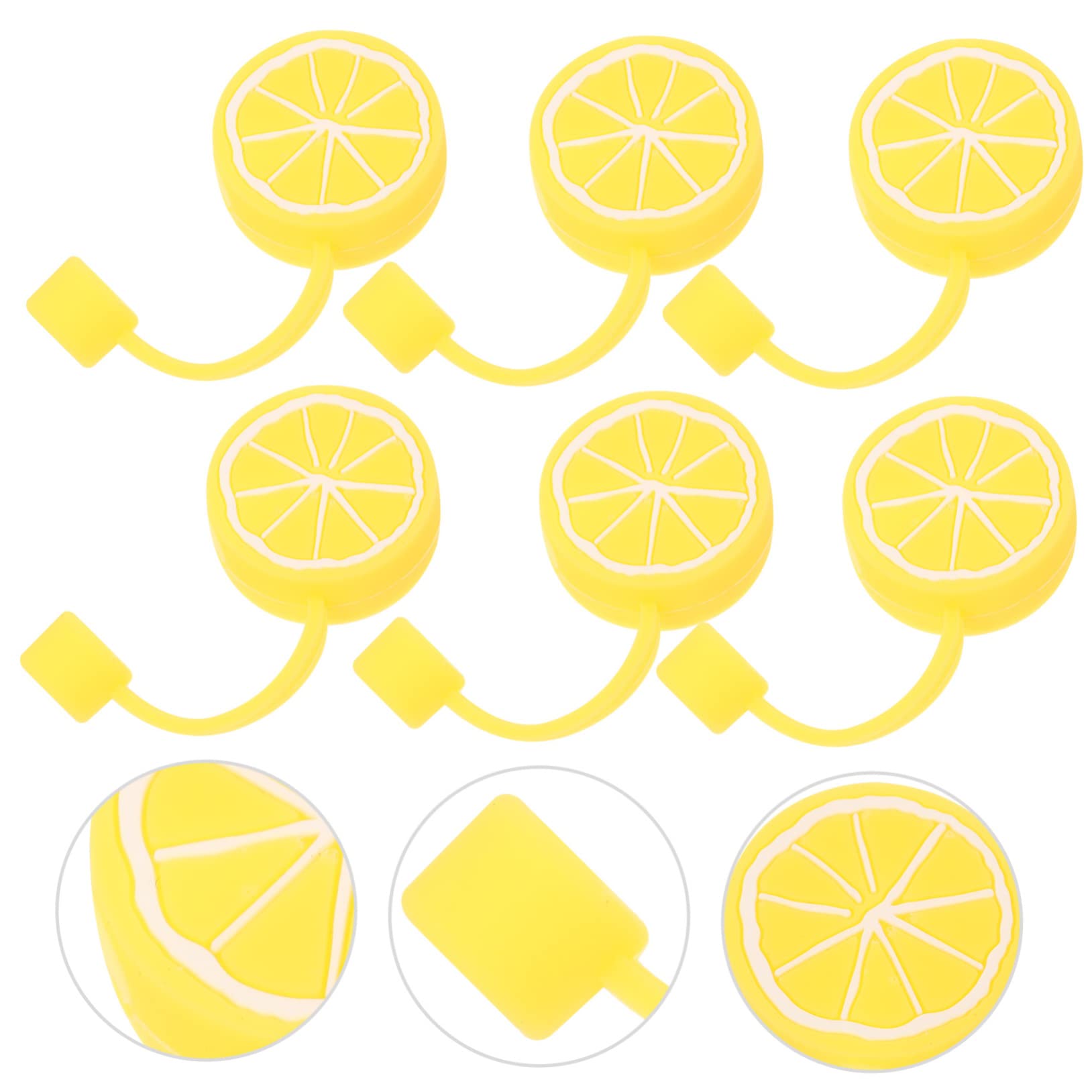 Cabilock 5 Sätze Zitronenstrohstecker Klare Strohhalme Wiederverwendbar Smoothie-strohhalme Kuschelig Cutermesserser Strohabdeckung Strohhalme Für Partys Aus Silikon Kieselgel 6 Stück * 5