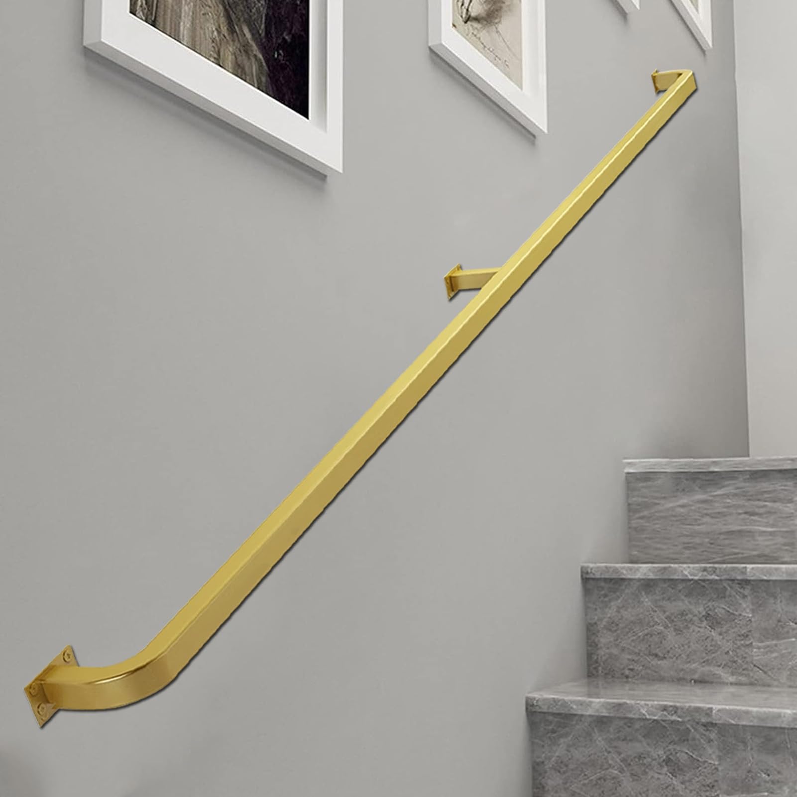 1–20Fuß Treppenhandlauf, goldener Treppenhandlauf Stufen, an der Wand montierter Treppenhandlauf, verzinktes Eisen, Treppengeländer Haltegriff, Geländer im Industriestil, Sicherheits-Terrassengeländer