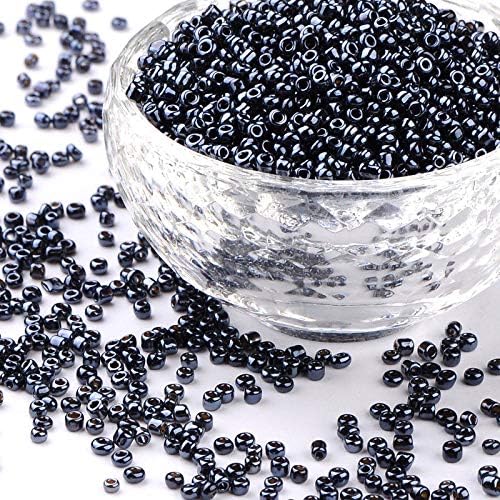 3300 pieces glass seed beads 3 mm metallic colour set, 8/0, pony beads, clear mini children's beads, metallic seed beads (black)