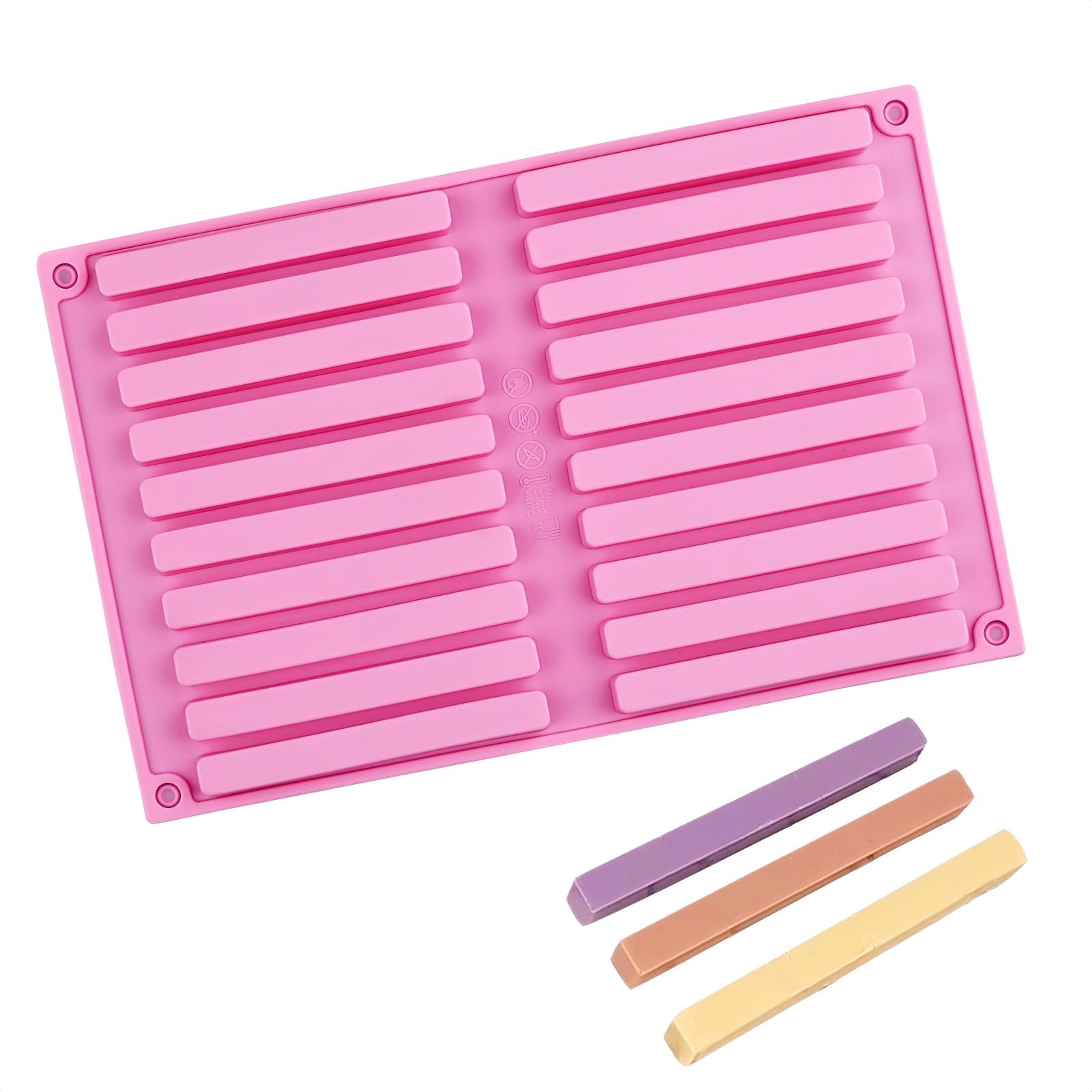Samheng Pink Chocolate Strip Moulds, 3D Non-Stick Silicone Candy Mould, 20 Cavity Diy Baking Moulds For Dog Treats Ice Cube Biscuit